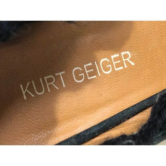 Kurt Geiger London Boho Crotchet Trim Velvet Wedge Heels Shoes - Picture 10 of 10